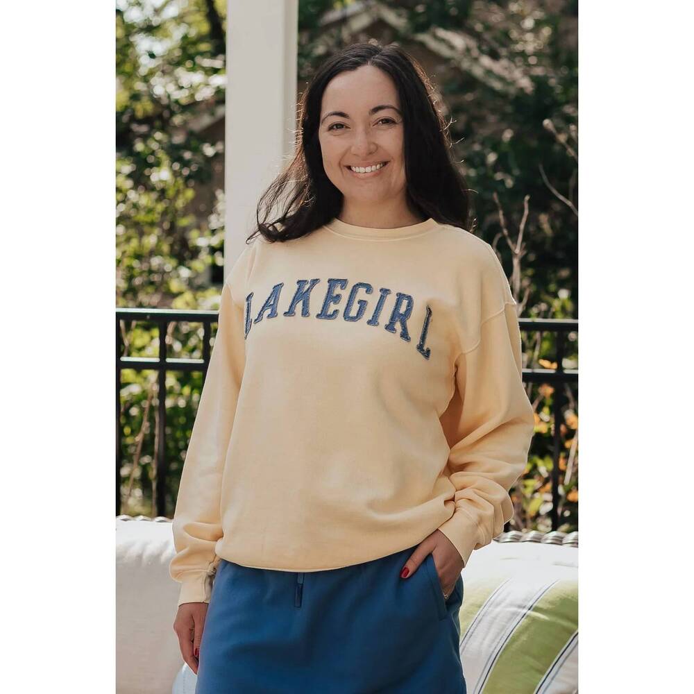 NEW LAKEGIRL relaxed fit ringspun fleece crewneck sweater in butter